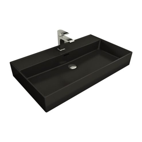 Bocchi Milano 80 cm Mat Siyah Tezgah Üstü Lavabo