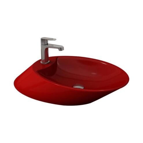 Bocchi Vessel 70 cm Parlak Kırmızı Tezgah Üstü Lavabo