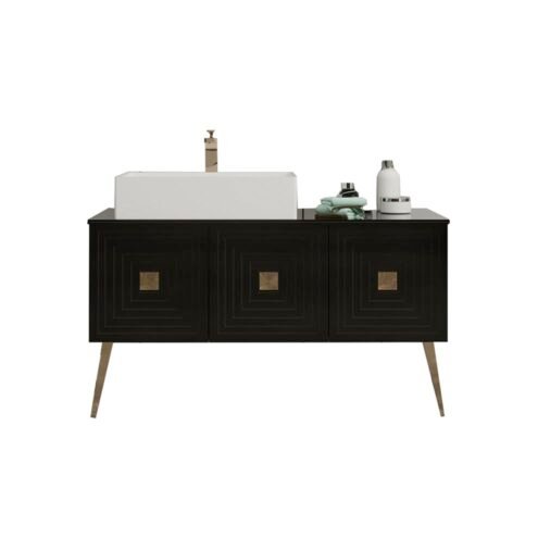 Denko Burcu 120 cm Lake Siyah Lavabo Alt Dolabı