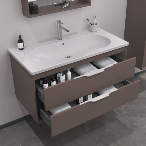 Orka Clay 100 cm Çift Çekmeceli Lavabo Alt Dolabı
