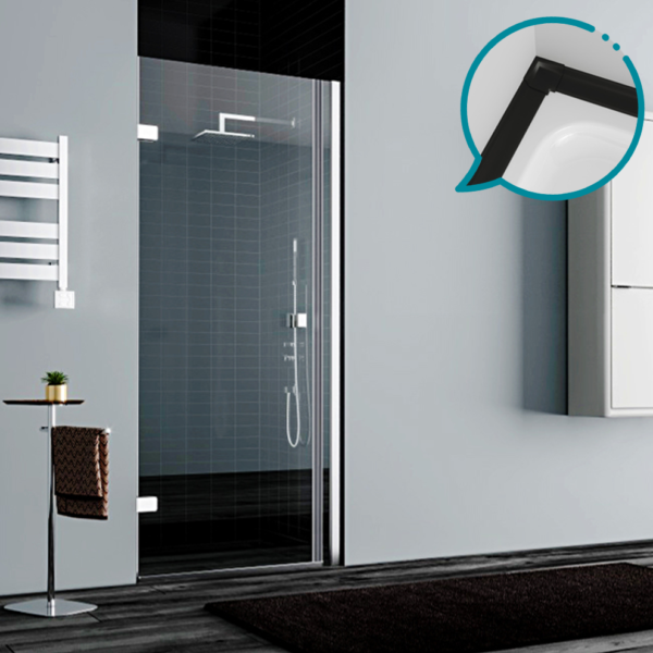 Pakduş Dizayn 90 cm 2 Duvar Arası 1 Açılır Kapı Siyah Duşakabin