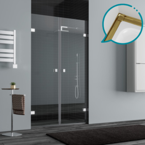 Pakduş Dizayn 110 cm 2 Duvar Arası 2 Açılır Kapı Altın Duşakabin