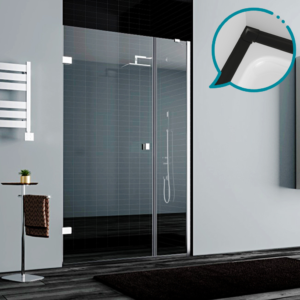 Pakduş Dizayn 120 cm 2 Duvar Arası 1 Sabit 1 Açılır Siyah Duşakabin