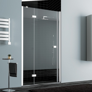 Pakduş Dizayn 110 cm 2 Duvar Arası 1 Sabit 1 Açılır Parlak Eloksal Duşakabin