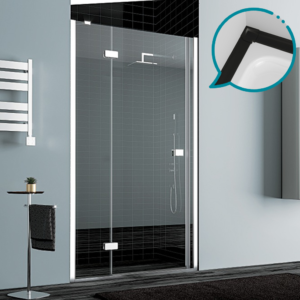 Pakduş Dizayn 120 cm 2 Duvar Arası 1 Sabit 1 Açılır Siyah Duşakabin