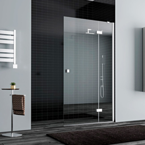 Pakduş Dizayn 110 cm 1 Sabit 1 Açılır Parlak Eloksal Duşakabin