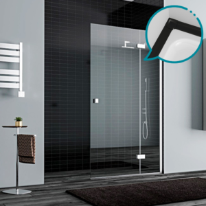 Pakduş Dizayn 120 cm 1 Sabit 1 Açılır Siyah Duşakabin