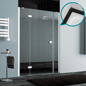 Pakduş Dizayn 100 cm 2 Duvar Arası 2 Sabit 1 Açılır Siyah Duşakabin