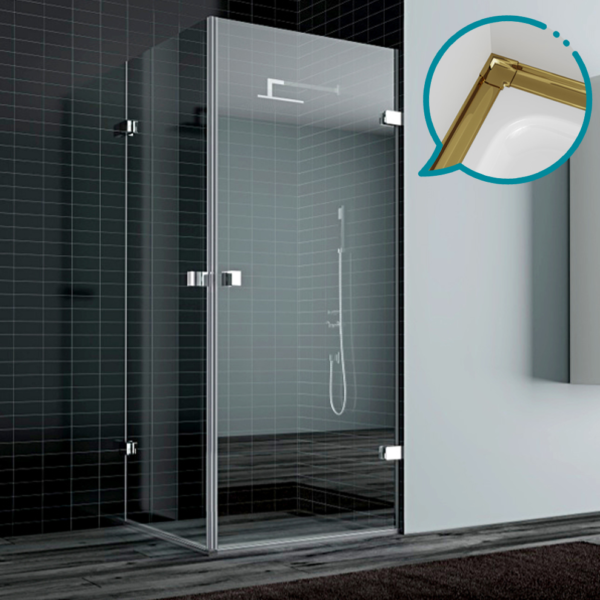 Pakduş Dizayn 90x90 cm Köşe 2 Açılır Kapı Altın Duşakabin