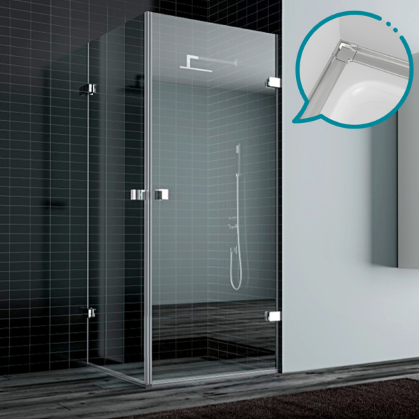 Pakduş Dizayn 90x90 cm Köşe 2 Açılır Kapı Krom Duşakabin