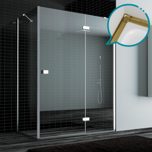 Pakduş Dizayn 110x80 cm 2 Sabit 1 Açılır Altın Duşakabin