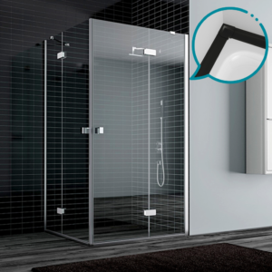 Pakduş Dizayn 110x110 cm 2 Sabit 2 Açılır Kapı Siyah Kare Duşakabin