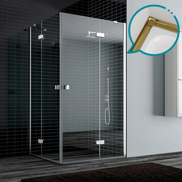 Pakduş Dizayn 90x90 cm 2 Sabit 2 Açılır Kapı Altın Kare Duşakabin