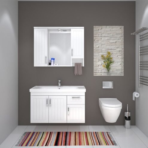 Denko Lotus 100 cm Beyaz Banyo Dolabı
