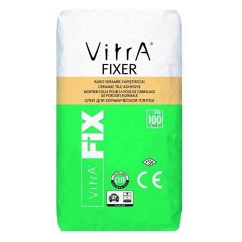Vitra Fix Fixer Gri 25 kg Çimento Esaslı Standart Performanslı Kayma Yapmayan Çalışma Süresi Uzatılmış Yapıştırma Harcı