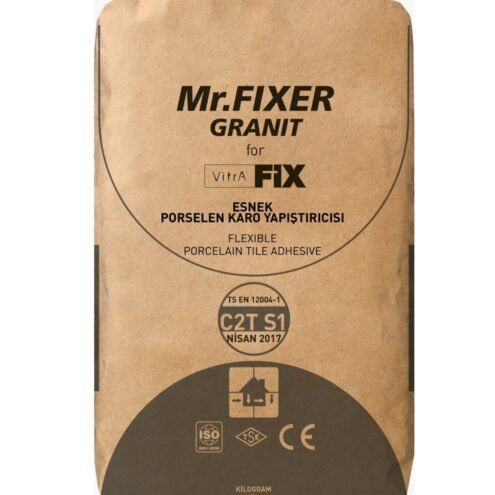 Vitra Fix Mr Fixer Granit Gri 25 kg Çimento Esaslı Standart Performanslı Kayma Yapmayan Çalışma Süresi Uzatılmış Yapıştırma Harcı
