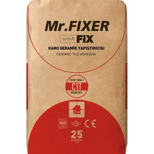 Vitra Fix Mr Fixer Gri 25 kg Çimento Esaslı Standart Performanslı Kayma Yapmayan Çalışma Süresi Uzatılmış Yapıştırma Harcı