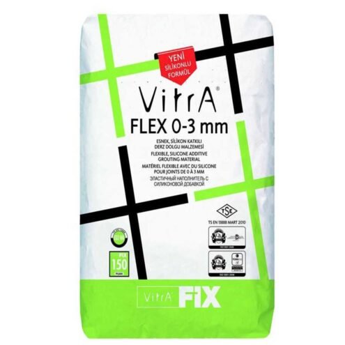 Vitra Fix Flex 0-3 mm Krem 10 kg Çimento Esaslı Yüksek Performanslı Elastik Silikon Katkılı İnce Dolgulu Derz Dolgu