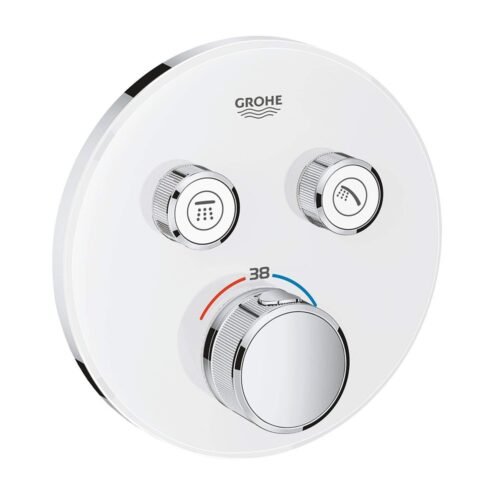 Grohe Grohtherm Smartcontrol Yuvarlak Çift Çıkışlı Ankastre Termostatik Duş Bataryası  Beyaz