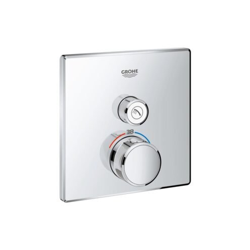 Grohe Grohtherm SmartControl Tek Yollu  Ankastre Termostatik Duş Bataryası  Dörtgen
