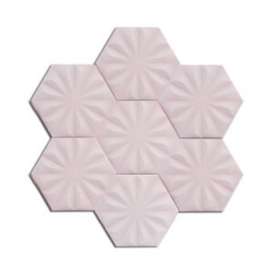 Dekozen Hexagon 15x17 cm Çiçek Açık Pembe Çatlak Sırlı El Yapımı Seramik