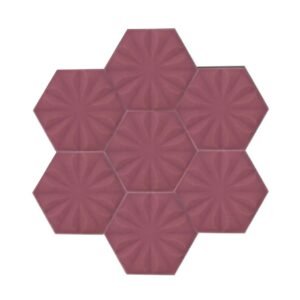 Dekozen Hexagon 15x17 cm Çiçek Mat Pembe Çatlak Sırlı El Yapımı Seramik