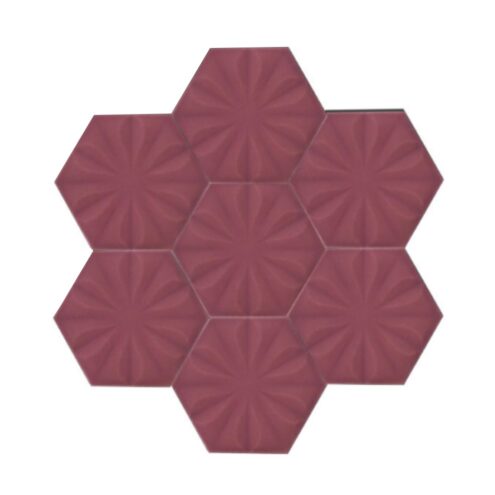 Dekozen Hexagon 15x17 cm Çiçek Mat Pembe Çatlak Sırlı El Yapımı Seramik