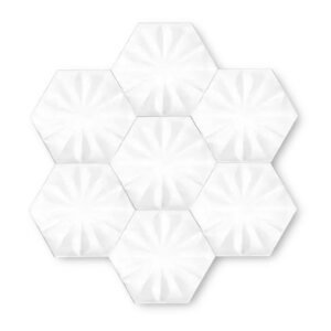 Dekozen Hexagon 15x17 cm Çiçek Parlak Beyaz Çatlak Sırlı El Yapımı Seramik