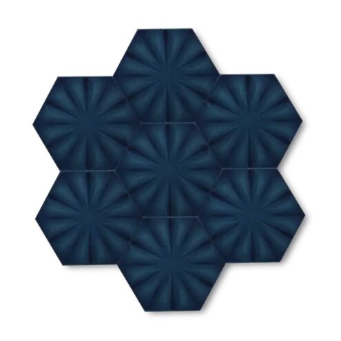 Dekozen Hexagon 15x17 cm Çiçek Petrol Mavisi Çatlak Sırlı El Yapımı Seramik