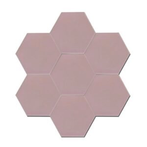 Dekozen Hexagon 15x17 cm Düz Mat Açık Pembe Çatlak Sırlı El Yapımı Seramik