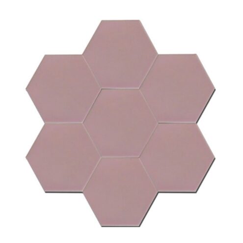 Dekozen Hexagon 15x17 cm Düz Mat Açık Pembe Çatlak Sırlı El Yapımı Seramik