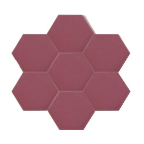 Dekozen Hexagon 15x17 cm Düz Mat Pembe Çatlak Sırlı El Yapımı Seramik