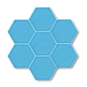 Dekozen Hexagon 15x17 cm Düz Turkuaz Çatlak Sırlı El Yapımı Seramik