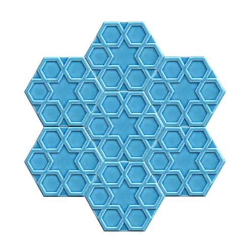 Dekozen Hexagon 15x17 cm Türkmen Yıldızı Turkuaz Çatlak Sırlı El Yapımı Seramik
