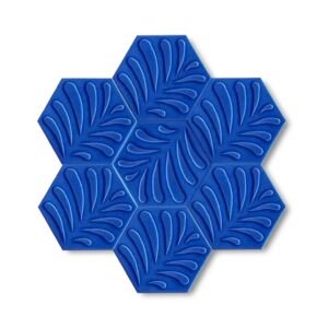 Dekozen Hexagon 15x17 cm Yaprak Kobalt Çatlak Sırlı El Yapımı Seramik