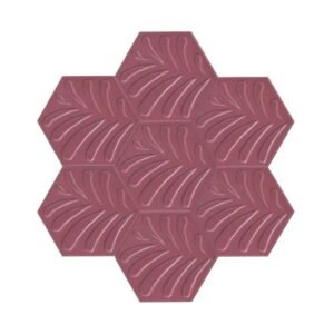 Dekozen Hexagon 15x17 cm Yaprak Mat Pembe Çatlak Sırlı El Yapımı Seramik