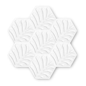 Dekozen Hexagon 15x17 cm Yaprak Parlak Beyaz Çatlak Sırlı El Yapımı Seramik