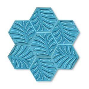 Dekozen Hexagon 15x17 cm Yaprak Turkuaz Çatlak Sırlı El Yapımı Seramik
