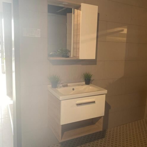 Kale Trevi 65 cm Beyaz-Meşe Banyo Dolabı (Outlet)