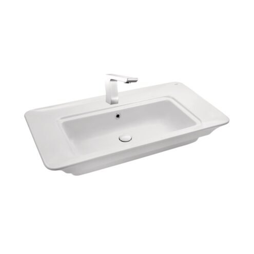 Kale Zeus 90 cm Beyaz Tek Delikli Etajerli Lavabo