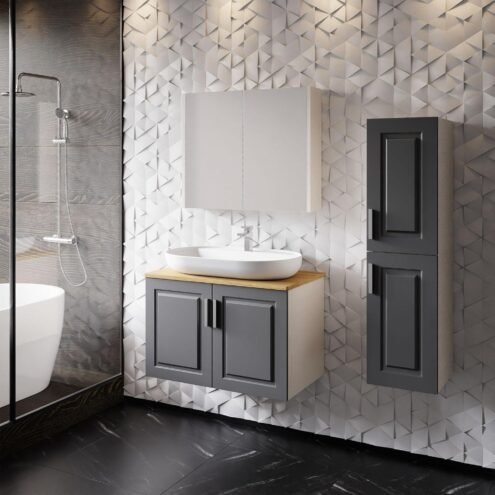 Karen Arin Tezgahüstü Lavabolu 80 cm Banyo Dolabı