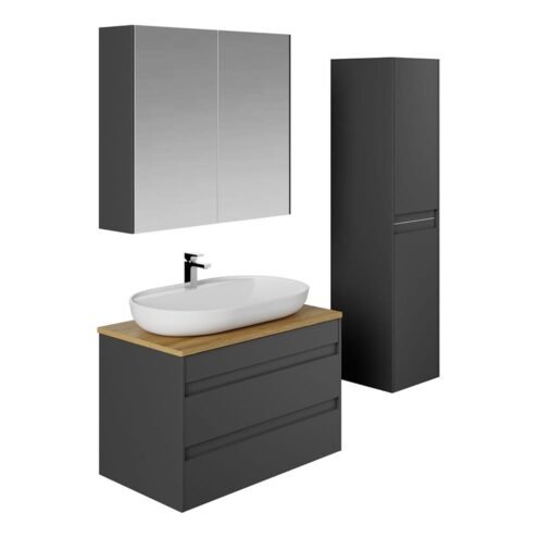 Karen Lara Tezgahüstü Lavabolu 80 cm Banyo Dolabı