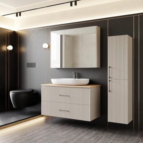 Karen Liana Tezgahüstü Lavabolu 100 cm Banyo Dolabı