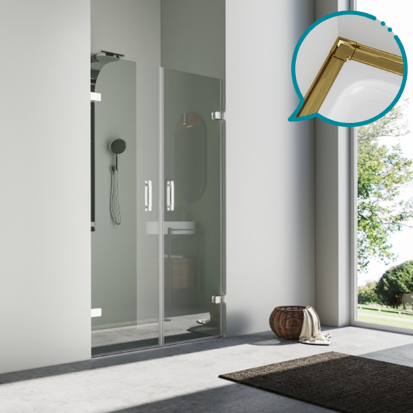 Pakduş Karizma 100 cm 2 Duvar Arası 2 Açılır Altın Duşakabin