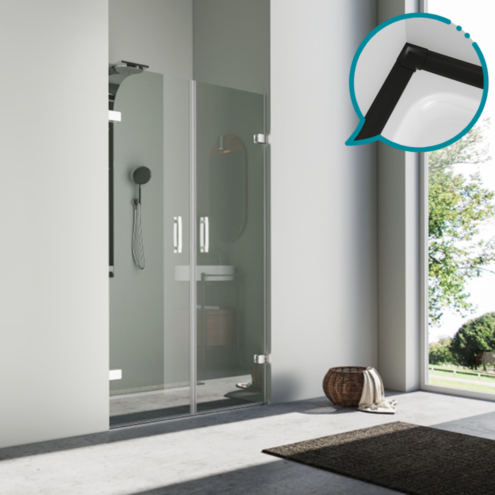 Pakduş Karizma 110 cm 2 Duvar Arası 2 Açılır Siyah Duşakabin