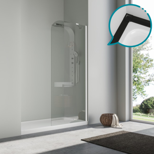 Pakduş Karizma 110 cm 1 Sabit Oval Köşe Siyah Dikdörtgen Duşakabin