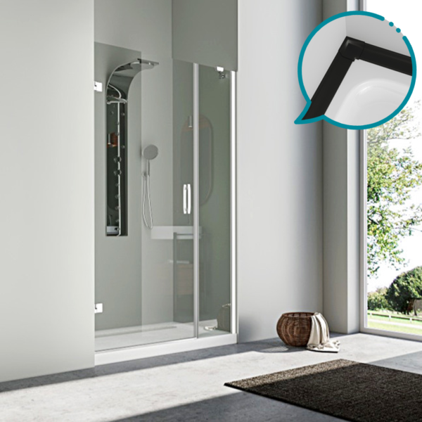 Pakduş Karizma 110 cm 2 Duvar Arası 1 Sabit 1 Açılır Siyah Duşakabin