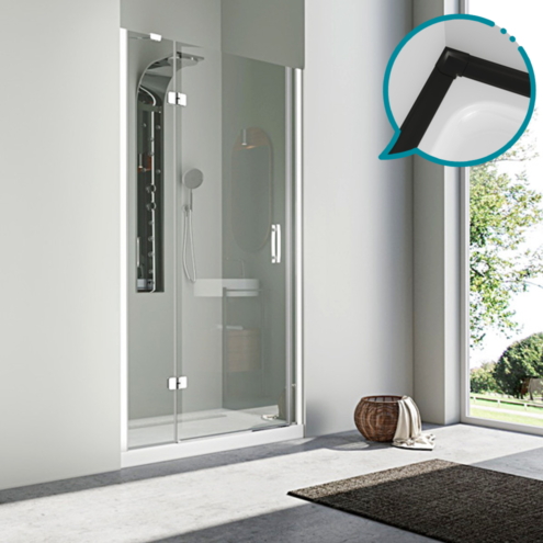 Pakduş Karizma 120 cm 1 Sabit 1 Açılır Siyah Duşakabin