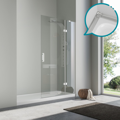 Pakduş Karizma 110 cm 1 Sabit 1 Açılır Krom Dikdörtgen Duşakabin