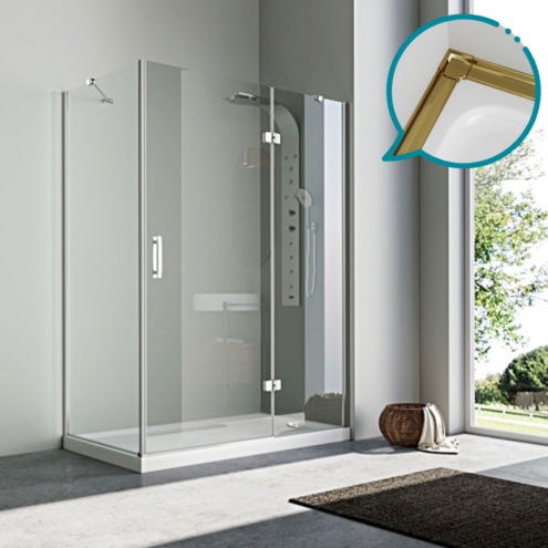 Pakduş Karizma 110x80 cm 2 Sabit 1 Açılır Altın Duşakabin